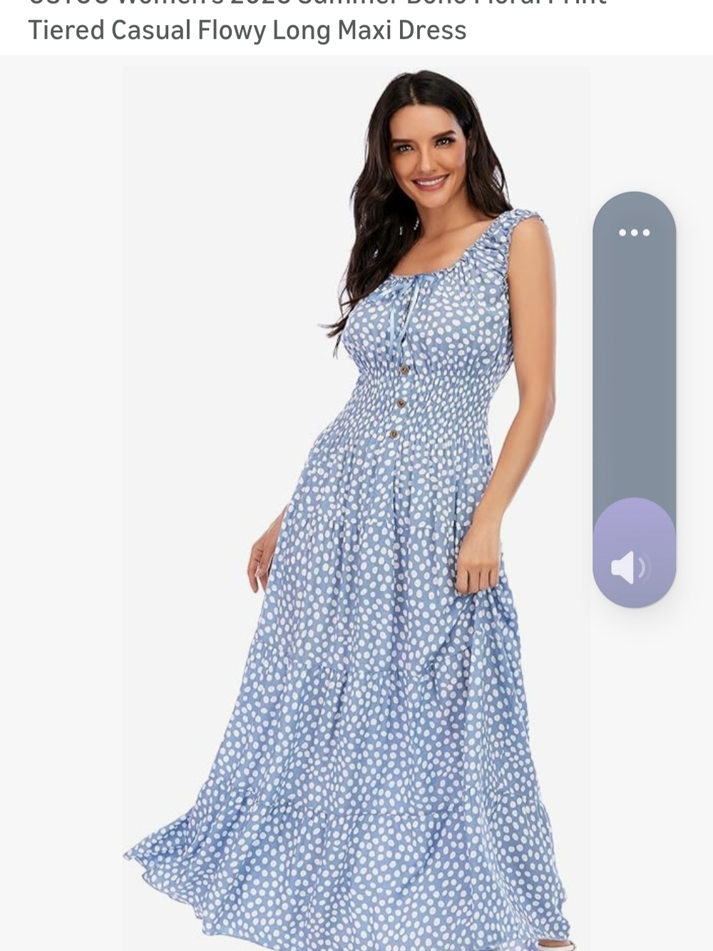 Blue Polka Dot Sleeveless Smocked Maxi Dress